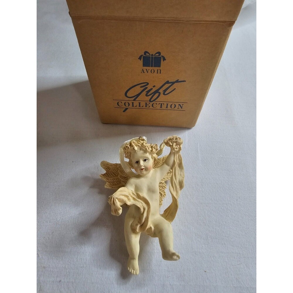Vintage Avon Gift Collection Cherub with Ribbon Ornament 1996